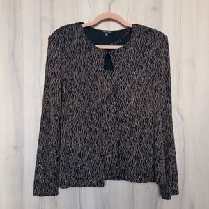 VTG Blue Sage Womens 2 Piece Set Size M Black Gold 90s Metallic Chic Glam Party